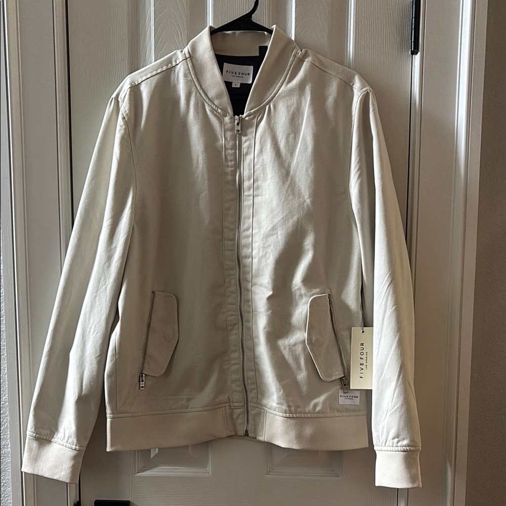 Five Four Beige Zip-Up bomber Jacket. Size L. NWT!